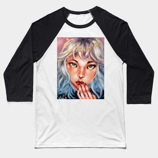 Celestial Girl Baseball T-Shirt by YaebaArts